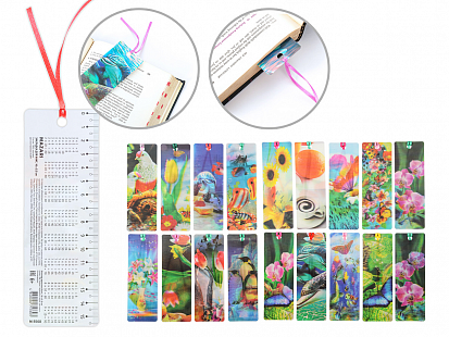 Закладка для книг с эффектом 3 D, с лентой, 16х5,5 см, М-5568