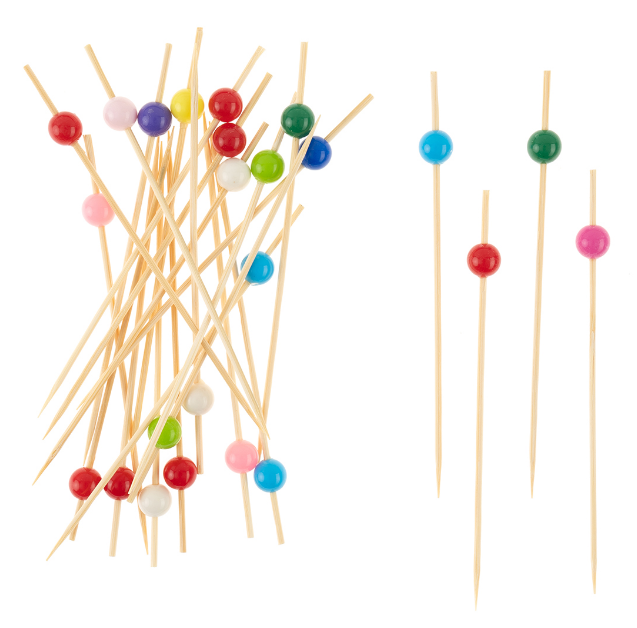 Пики Топперы, с бусинами, Ассорти, 12 см, 24 шт, 6234006