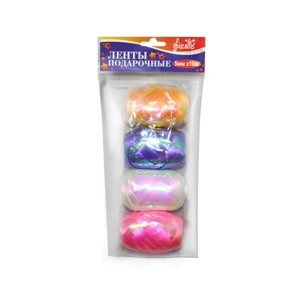 Лента упаковочная Fiesta 10мм.~5м. перламутр, (4 в 1), IRS-1