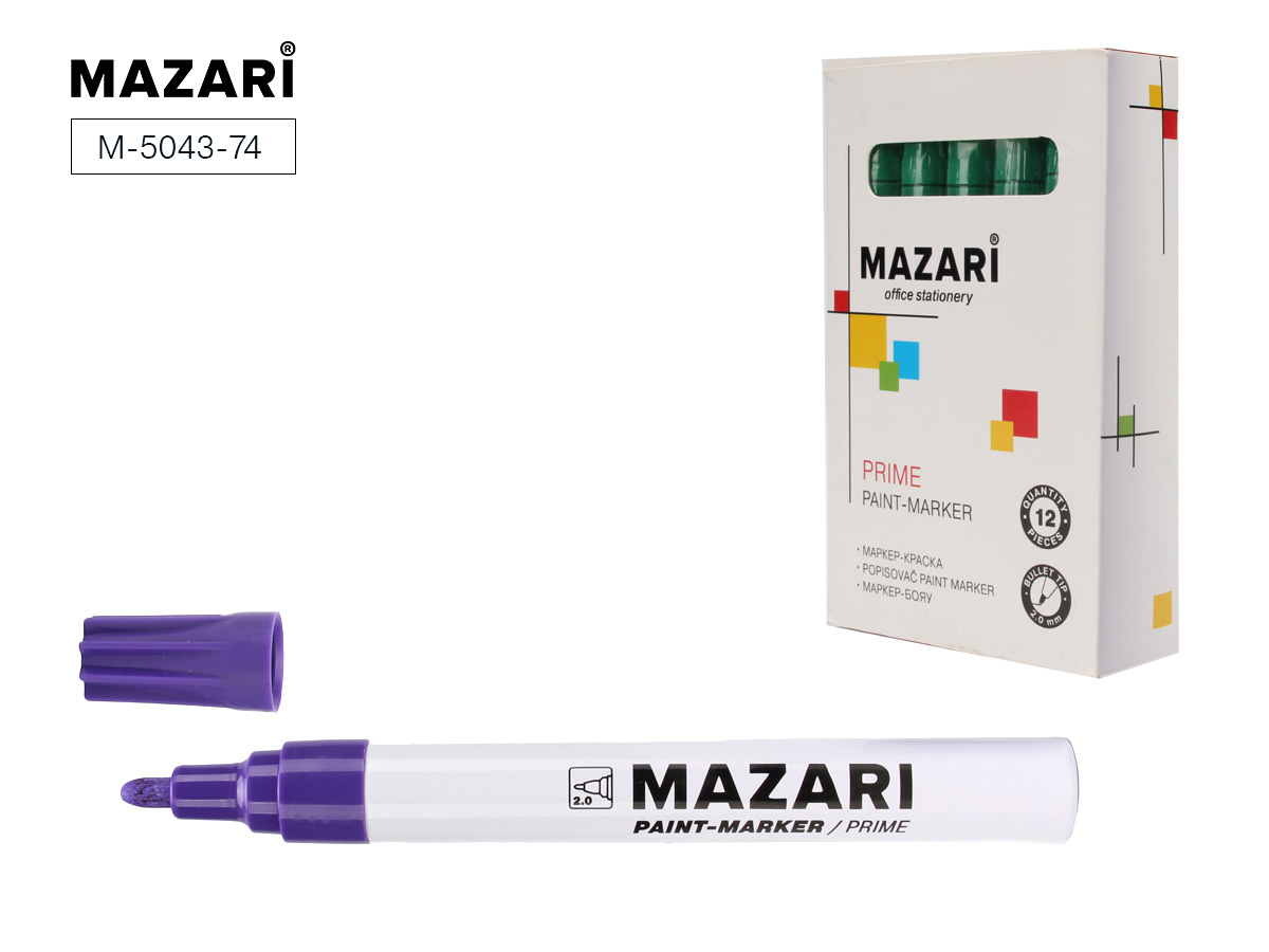 Маркер-краска PRIME, ФИОЛЕТОВЫЙ, пулевидный наконечник, ширина линии письма 2 мм, M-5043-74