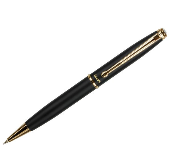 Ручка шариковая Luxor.Lancia синяя, 0,7 мм, корпус черный;золото, поворотный механизм, 210018