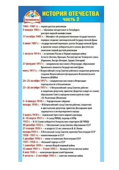 Шпаргалка 'История Отечества. Часть 2', 080.644