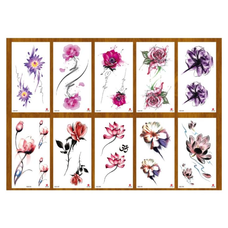 Татуировка-наклейка (11,4х 21 см) Цветочный микс, ТА-1763