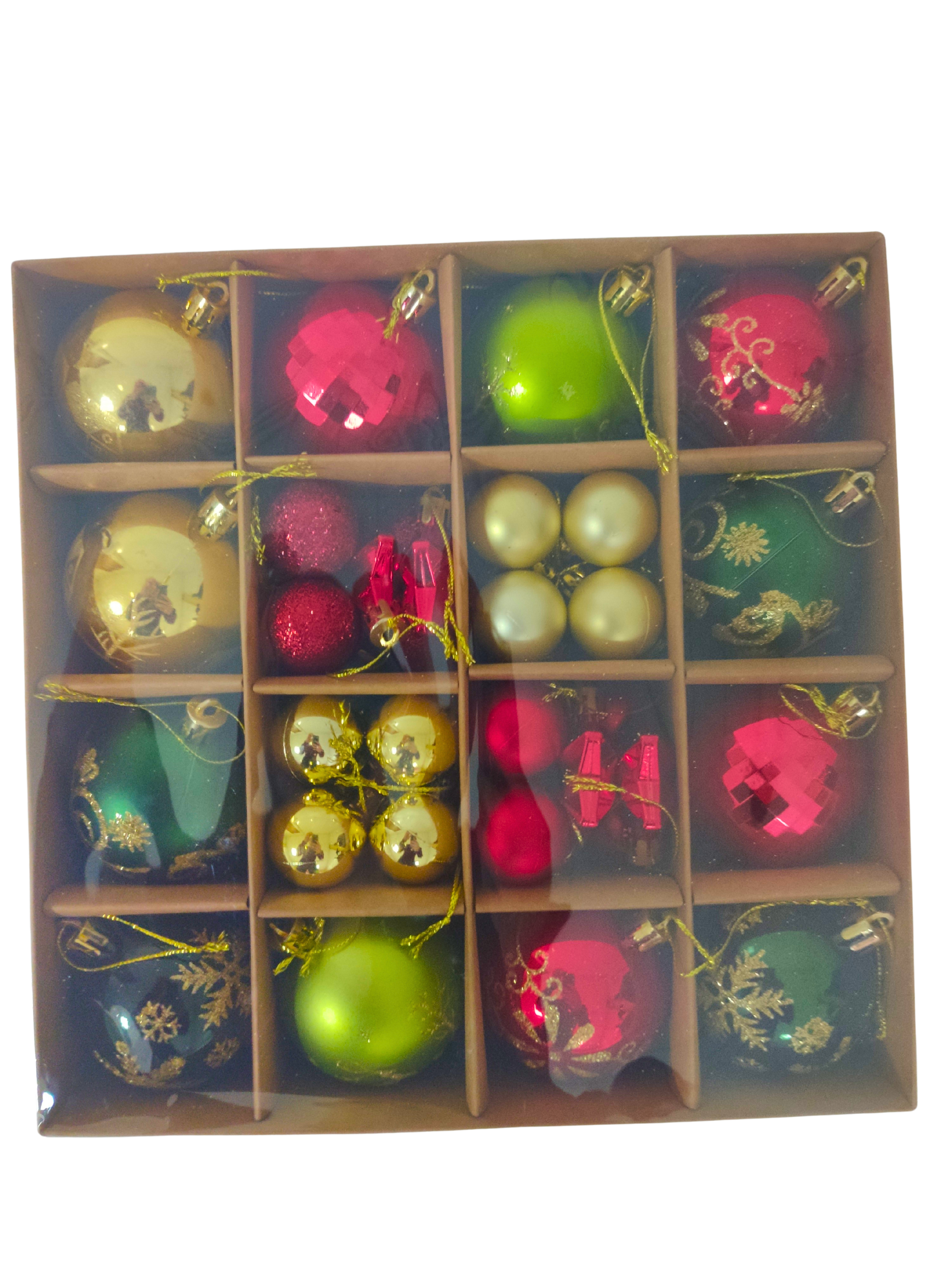 Набор новогодних шаров, (28 шт/уп), цвета ассорти, 6 см, 6163-17