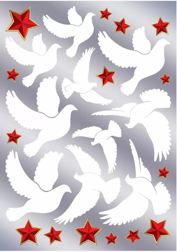 Набор оформительских наклеек 470х332 мм, Голуби, 5.0000440