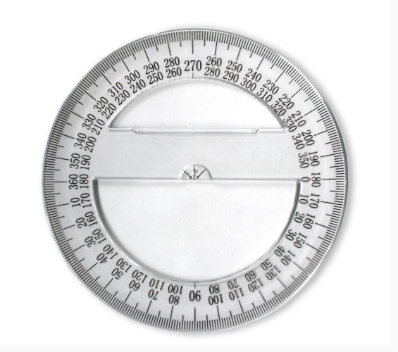 Транспортир круглый, 270°, прозрачный, AR-3105