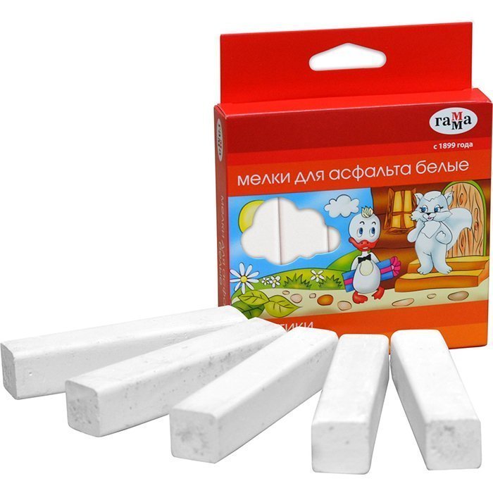 Мелки для асфальта Гамма 'Мультики', белые , (5 шт;уп), 2304192