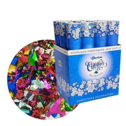 Хлопушка 'DARLENS' Новогодняя, 30 см, голограф. конфети, DL-DRL04290