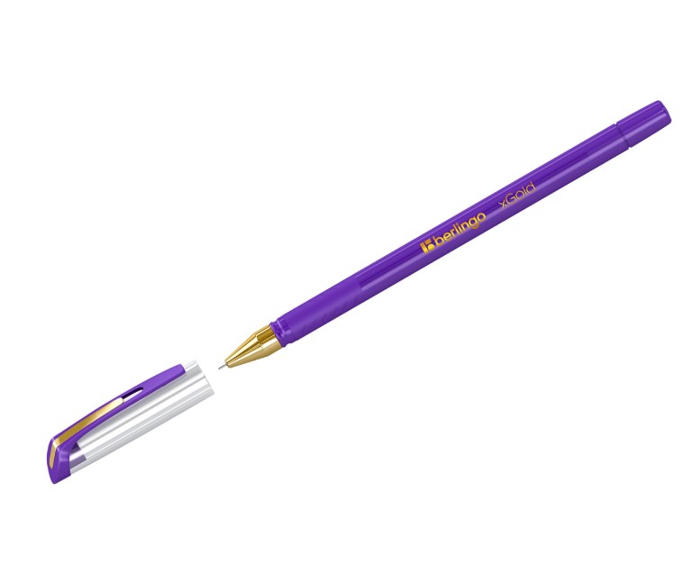 Ручка шариковая Berlingo xGold фиолетовая, 0,7 мм, игольчатый стержень, грип, CBp_07504