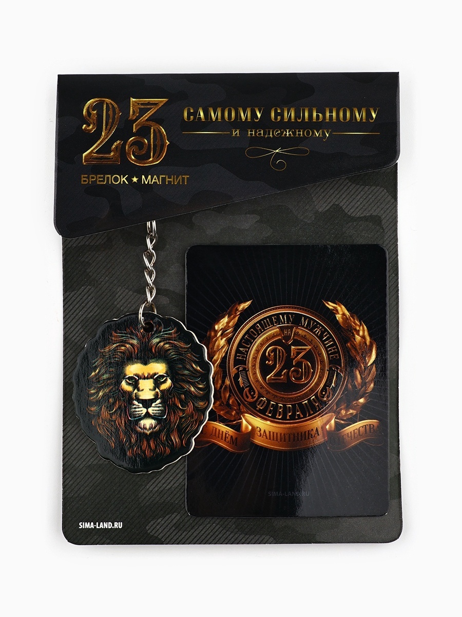 Подарочный набор, Лев, магнит + брелок, 11х14 см, 10549406