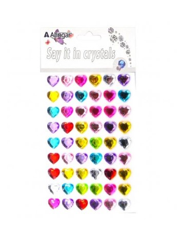 Наклейки-стразы Alingar, акриловые, Цветные сердца, крупные, AL10857