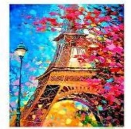 Алмазная мозаика с мольбертом, 'Эйфелева башня', 21х25 см, 1 дизайн, частичная выкладка, M-11973