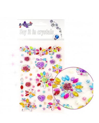 Наклейки-стразы Alingar, акриловые, Нежная композиция,  цветочки, сердечки, AL12102