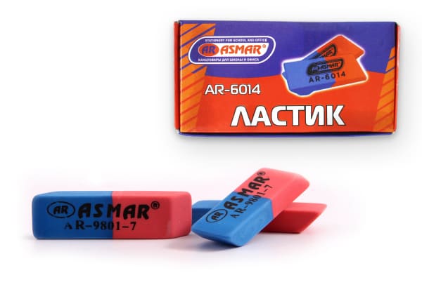 Ластик сине-красный для ручки и карандаша средний, AR-6014;9801-7