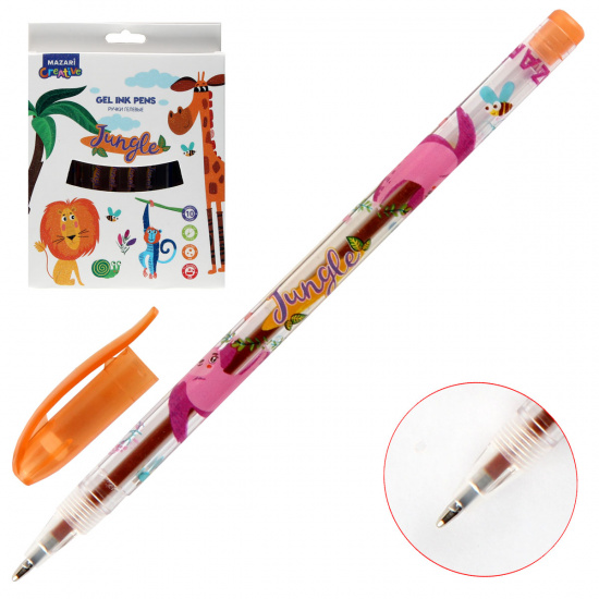Набор гелевых ручек с блестками JUNGLE, с ароматизированными чернилами, 10 цв, М-5426-10