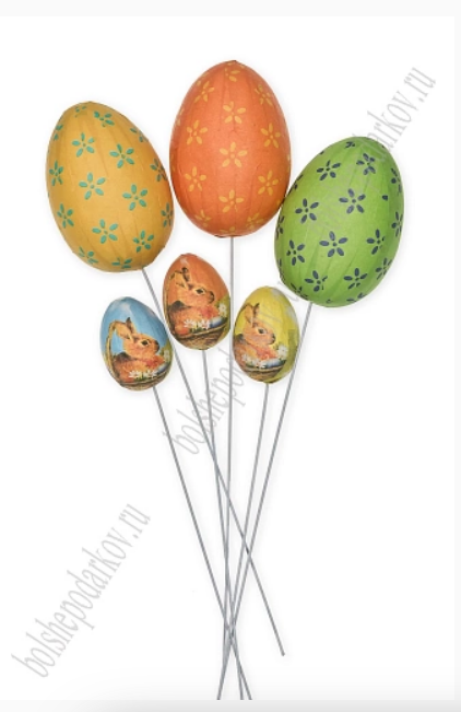 Пасхальный декор Яйцо на палочке, 3,5 х 6 см (6 шт) SF-7862, №4, 350-643