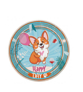 Набор тарелок бумажных 18 см ,'Корги', (6 шт;уп), 303608
