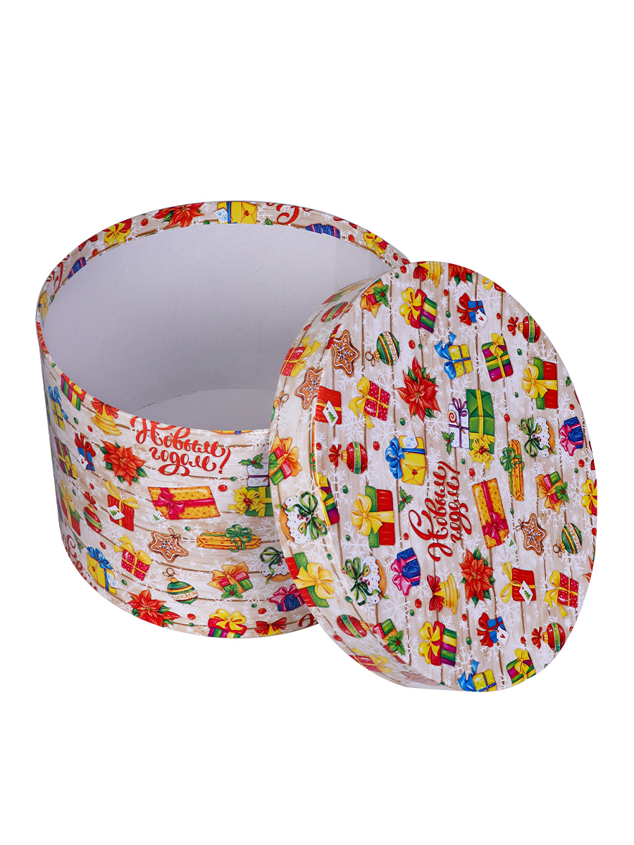 Коробка подарочная Miland 'Подарки', 20х15 см., круглая (Серия 3в1), 1581