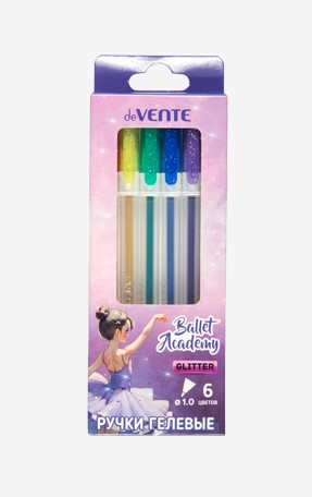 Набор ручек гелевых 'deVENTE. Ballet Academy' 06 цветов с блестками, d=1 мм, 5051527