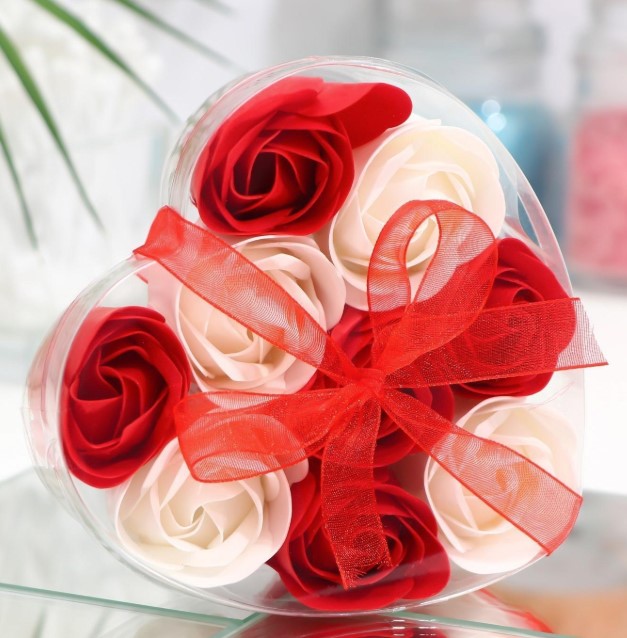 Мыльные розочки, красные и белые, набор (9 шт;уп), 6962276