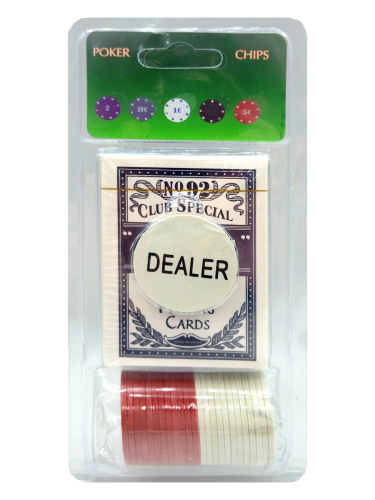 Набор для игры в покер 'KWELT' 25 фишек, колода карт, пластик блистер 10х21х4 см, К-30389