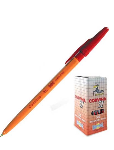 Ручка шариковая Corvina '51-Vintage', красная, 1 мм., корпус желтый, 40163;03G