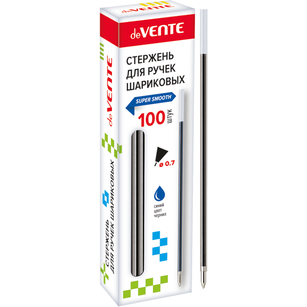 Стержень для ручек шариковых ,'deVENTE', d=0,7 мм,144 мм,чернила на маслянной основе синий, 5075705