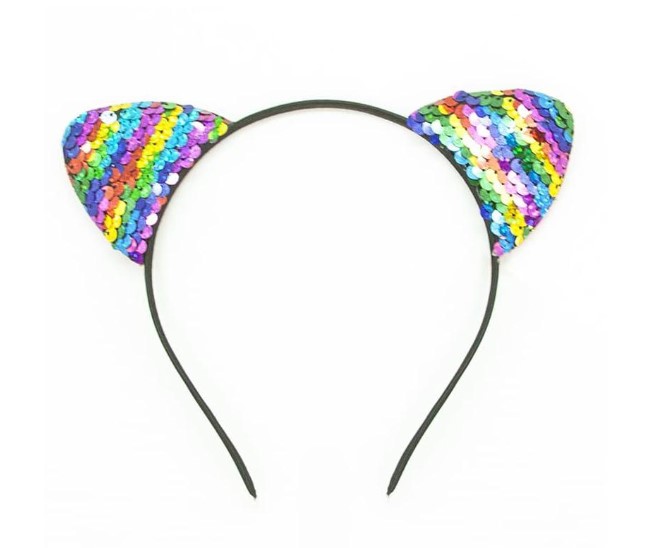 Ободок Кошка, с пайетками, Радужный,  623087