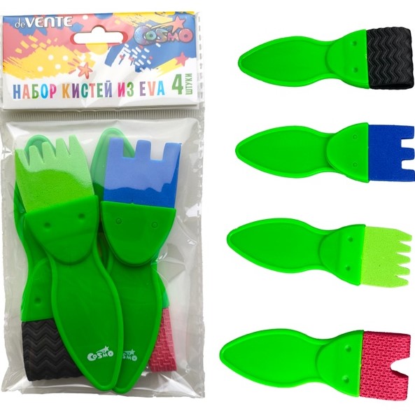 Набор EVA-кистей 'deVENTE. Cosmo' (4 шт;уп), фигурные, 35x30 мм, пластиковая ручка, 8073401