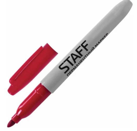 Маркер перманентный  STAFF 'EVERYDAY', КРАСНЫЙ, круглый наконечник, 2 мм, 151235