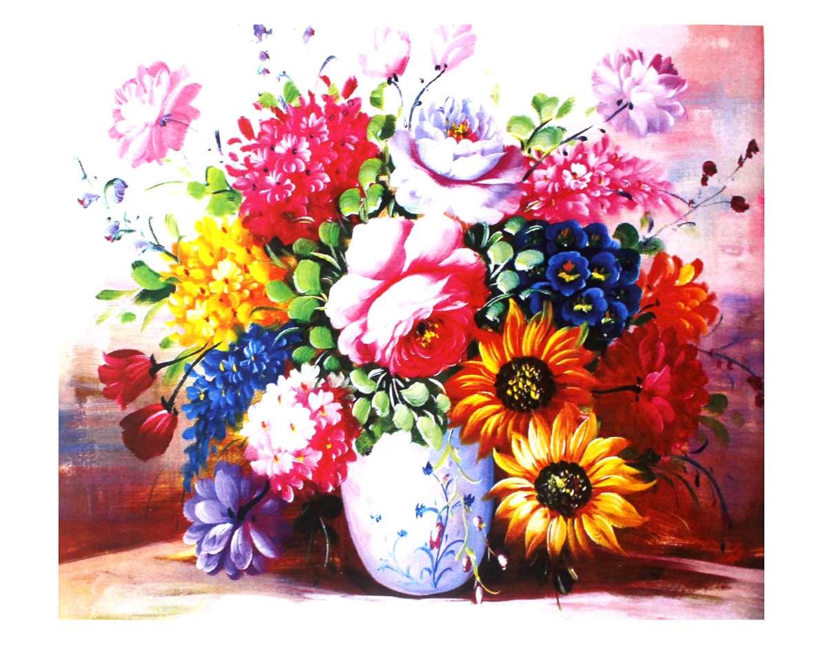 АЛМАЗНАЯ МОЗАЙКА, DARLENS «ЦВЕТЫ В ВАЗЕ», 400х500 мм, частичное заполнение, 15 цв, YHDGJ70611