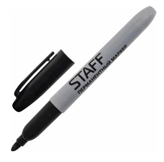 Маркер перманентный (нестираемый) STAFF 'EVERYDAY', ЧЕРНЫЙ, круглый наконечник, 2 мм, 151233