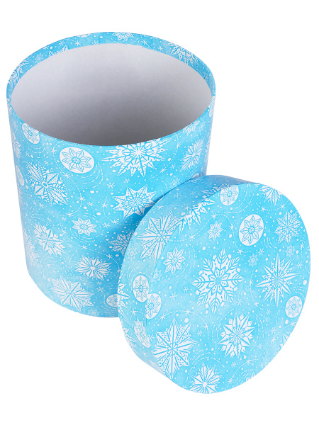 Коробка подарочная 1ШТ Miland 'Снежинки' круглая  Серия 4в1, 18х18х22 см., 1109