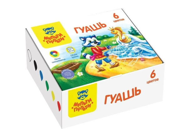 Гуашь 06 цветов,10 мл 'Мульти Пульти, Енот в сказке', ГК_42057