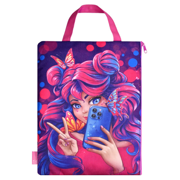 Папка для школьных тетрадей 'Девушка с телефоном', (33х25), 1 отделение, 62943