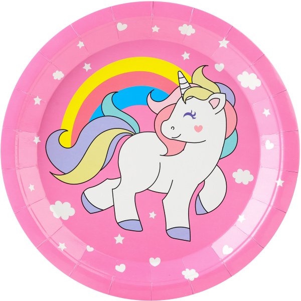 Тарелки (9'';23 см) Счастливый Единорог , (6 шт;уп), 6231414