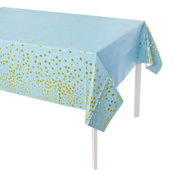 Скатерть одноразовая, Конфетти, Голубой;Золото, Металлик, 137х183 см, 6012110