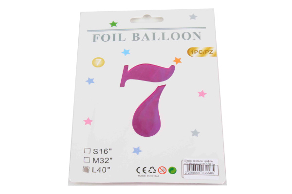 Шары фольга Цифры 40' Розовый '7' 100 см.