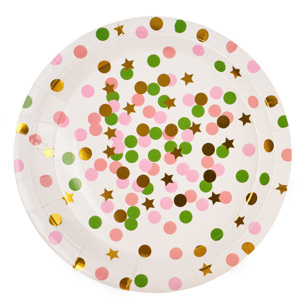 Тарелки (7'';18 см) Конфетти, Нежное ассорти, Металлик, 6 шт., 6231370