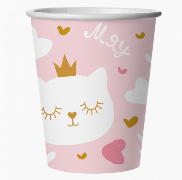 Набор стаканов бумажных 'Котенок Принцесса', 250 мл , (6 шт;уп), 77433