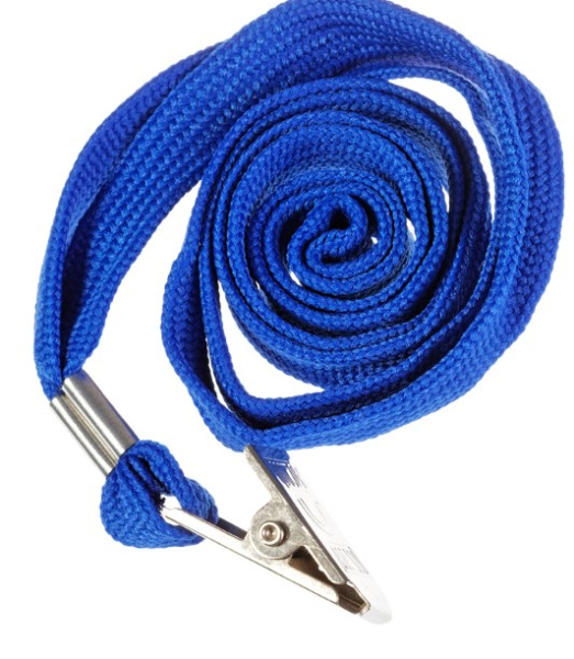 Шнурок для бейджей OfficeSpace, 45 см, металлический клип, синий, 284667