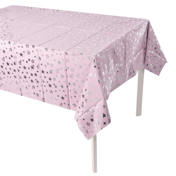 Скатерть одноразовая, Звезды Люкс, Сиреневый;Серебро, Металлик, 137х183 см, 6233583