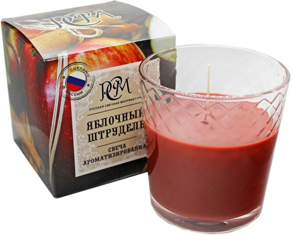 Свеча в стакане РСМ Яблочный штрудель 30 ч, 3113015