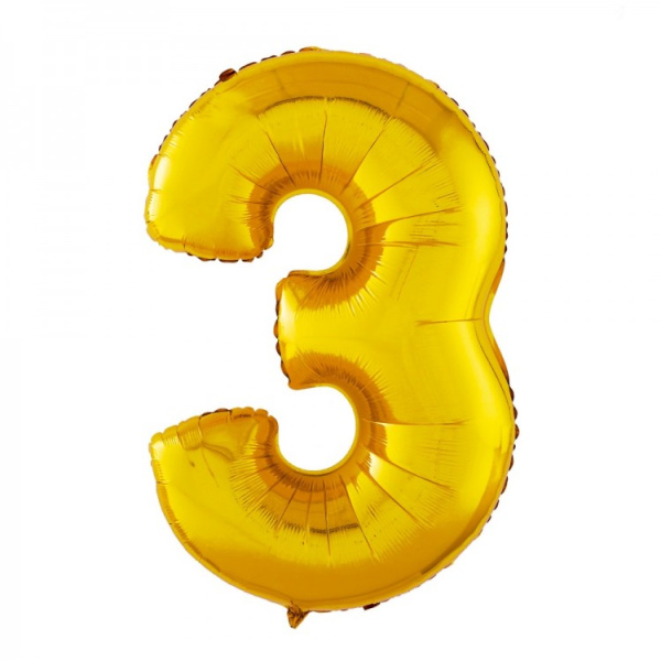 Шары фольга Цифры 40' Золото '3' 100 см.
