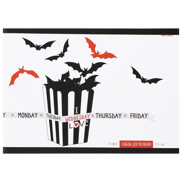 Альбом для рисования 'Wednesday White', А4 , 24 листа, 24-5077