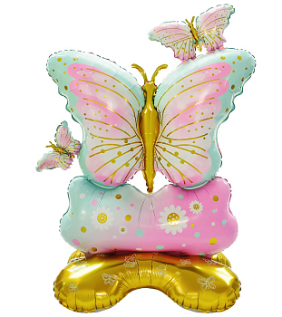 Шар 3D (57''/145 см) Фигура на подставке, Бабочки, 1 шт. в уп. 27192