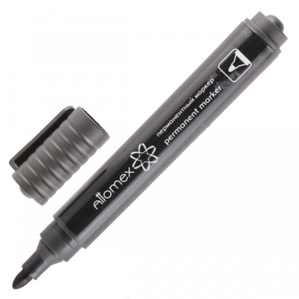Маркер перманентный Attomex черный, 3 мм., пулевидный наконечник, круглый корпус, 5043501