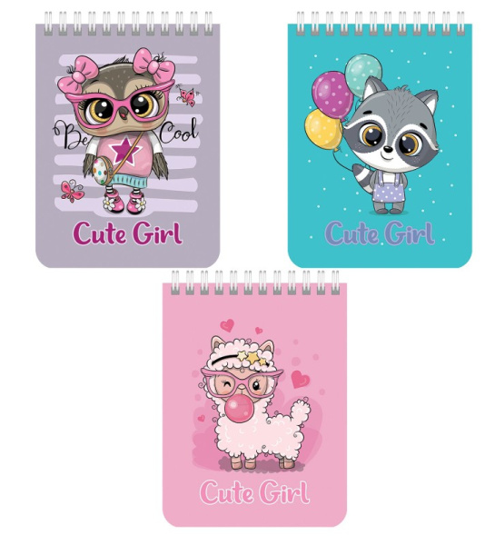 Блокнот 'Cute Girl', А6, 40 листов, на гребне, клетка, 114395