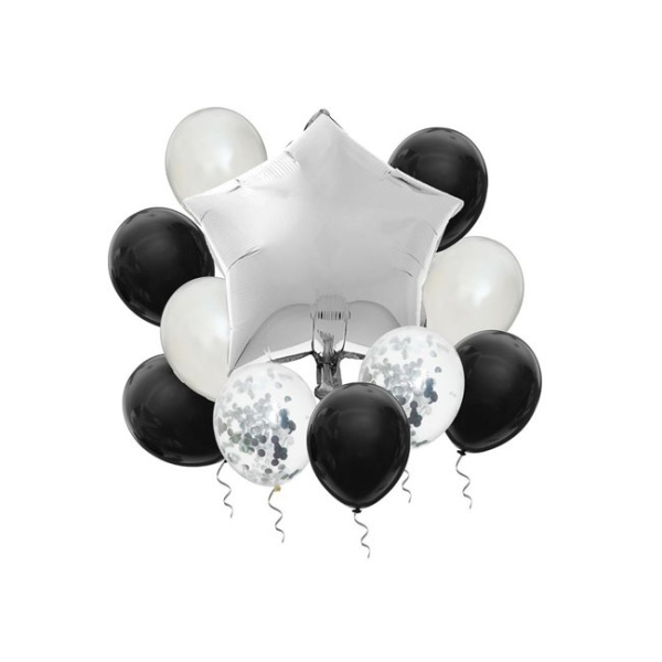 Набор шаров фольги и латекс с конфетти , дизайн ассорти , (14 шт;уп), 00019